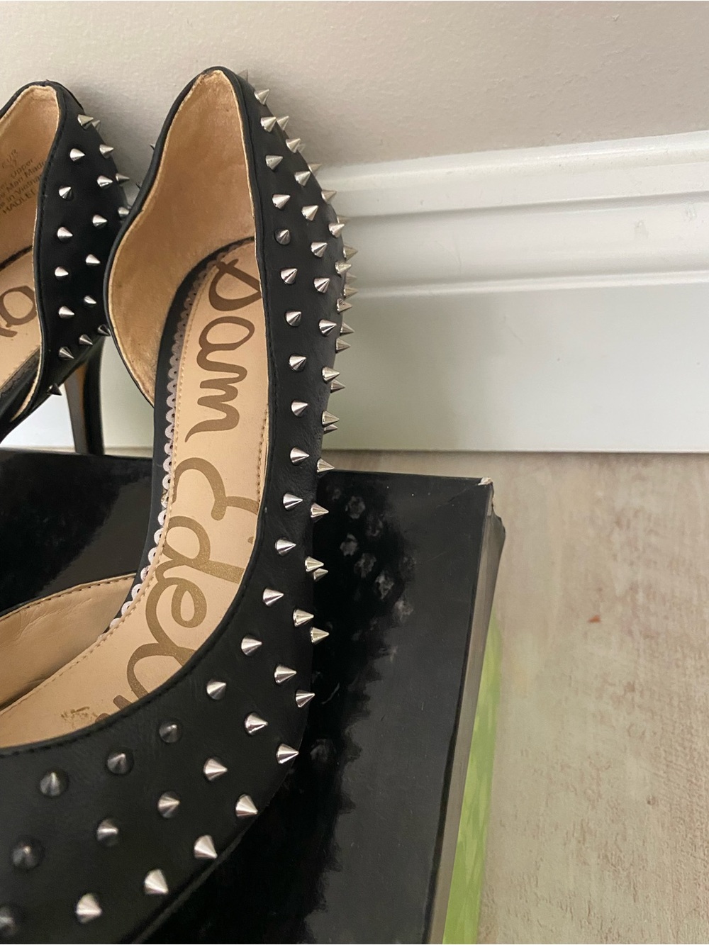 Sam Edelman Black Spiked Pointed-Toe Pumps - Picture 4 of 4